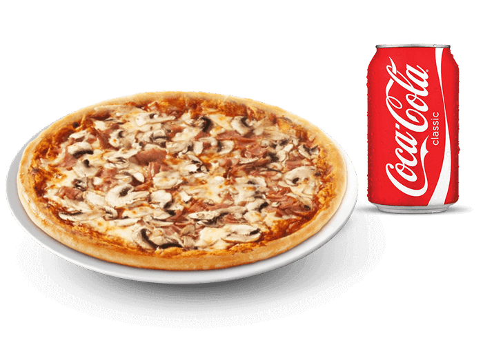 1 Pizza sénior au choix  
+ 1 Boisson 33cl au choix, 
 2 Euro de plus pour 1 dessert  au choix.